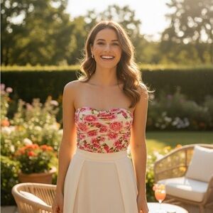 Floral Pink and White Zara One Piece -105